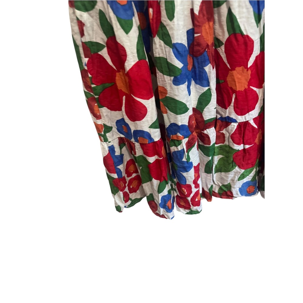 Entro Tiered Midi Dress Womens XL White Floral Excellent Ruffle Sleeve D17567P - Picture 3 of 7